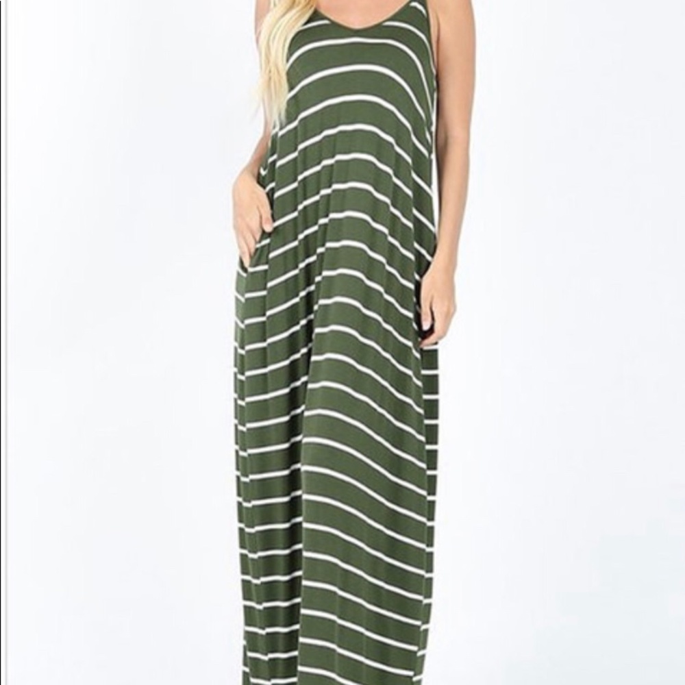 Brand New IB Green & white Maxi dress